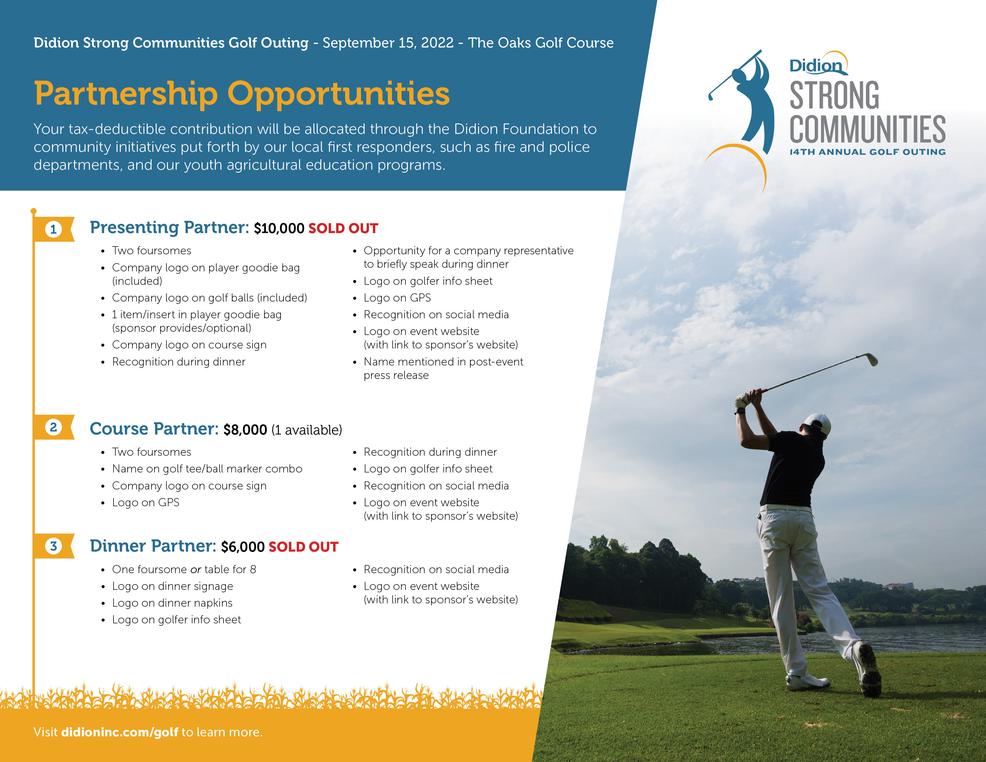 Strong Communities Golf Outing Sponsorship Package_SOLD grant thorton_dinner partner